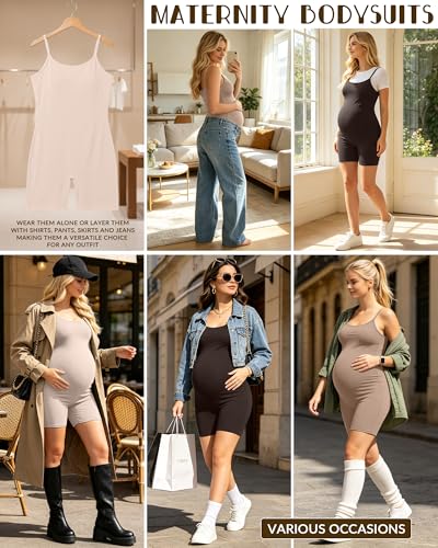 3 Pack Women's Maternity Bodysuits - color: Apricot, Khaki, Dark Coffee, size: XX-Large