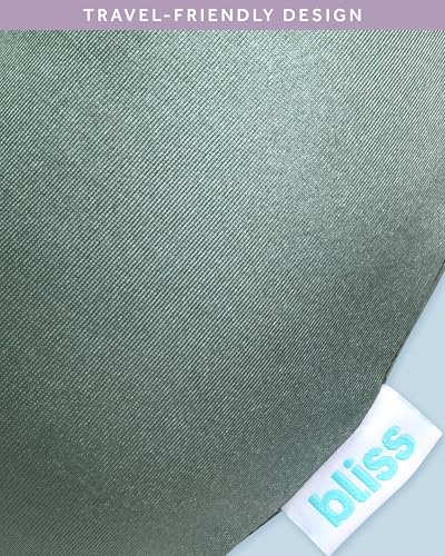 Bliss Neck Pillow Set U-Shaped Satin Travel Pillow with Eye Mask - color: Spiral Sage