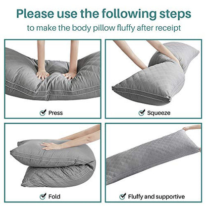 Oubonun Full Body Pillow for Side Sleeper, Adjustable Firm Long Bed Pillow - color: Gray-gray Side