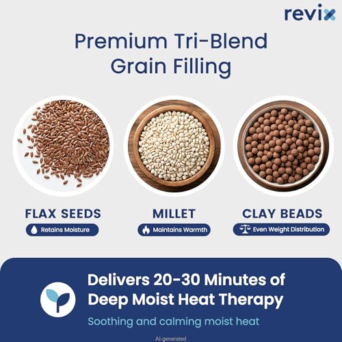REVIX Wearable Microwave Heating Pad for Back, Flaxseed Heat Wrap, Beige - color: Beige