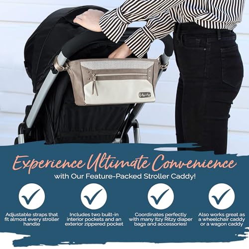 Itzy Ritzy Adjustable Stroller Caddy and Organizer Bag (Vanilla Latte) - color: Vanilla Latte