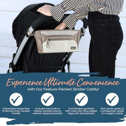 Itzy Ritzy Adjustable Stroller Caddy and Organizer Bag (Vanilla Latte) - color: Vanilla Latte