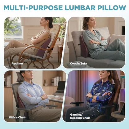 Dual-Layer Memory Foam Lumbar Support Pillow for Recliner, Coffee - color: Coffee