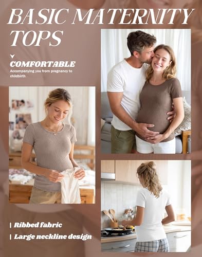Oakgarden 4 Pack Women's Maternity Shirts - color: Latte, Coffee, White, Black, size: Medium