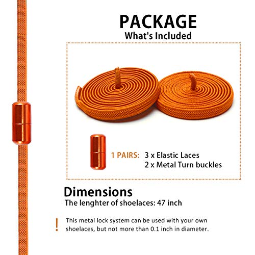 No Tie Shoelaces, Elastic Shoelaces for Adults/Kids，Elastic No Tie Shoe Laces - color: Orange