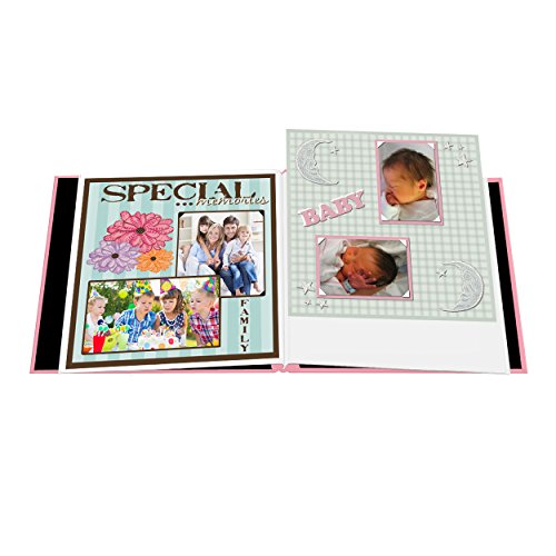 Pioneer MB-10COLB 12"X12" Baby Sewn Collage Frame Leatherette Post Bound Scrapbook, Pink