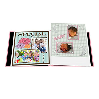 Pioneer MB-10COLB 12"X12" Baby Sewn Collage Frame Leatherette Post Bound Scrapbook, Pink