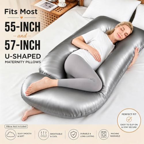 Cooling Pregnancy Pillowcase Compatible with 55 to 57 Inch Maternity Pillow
