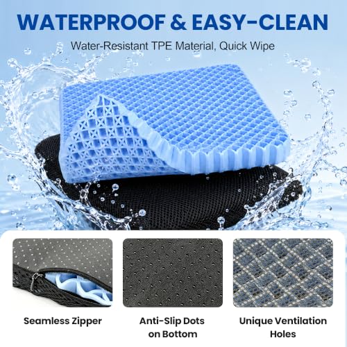 Slowell Single Layer TPE Gel Seat Cushion, Coccyx Support for Long Sitting