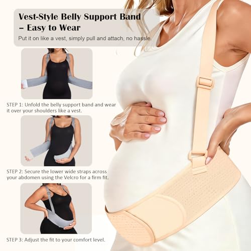 Pregnancy Belly Bands for Pregnant Women, Maternity Pregnancy Support Belt - color: Beige