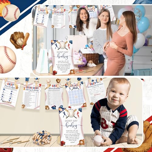 Patelai 321 Pcs Baby Shower Games Supplies, Baseball - style: Baseball