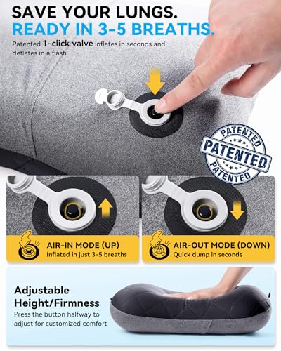 Hikenture Camping Pillow with Removable Cover, Ultralight Inflatable Pillow - color: Black