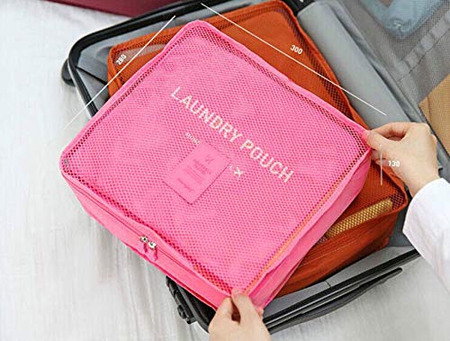 Mossio 7 Set Packing Cubes with Shoe Bag - Compression Travel Luggage Organizer - color: Wine Red