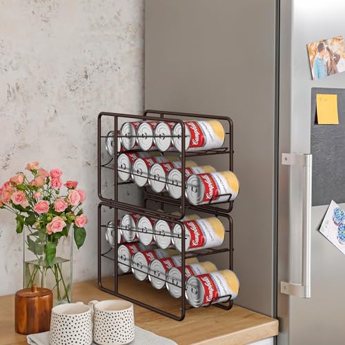 MOOACE 4 Pack Can Organizer for Pantry, Stackable Soda Can Dispenser Rack - color: Bronze