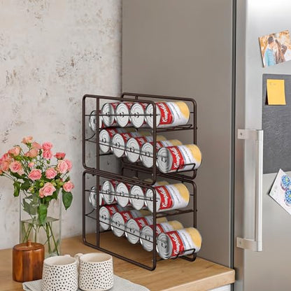 MOOACE 4 Pack Can Organizer for Pantry, Stackable Soda Can Dispenser Rack - color: Bronze