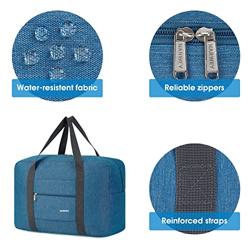 Narwey Personal Item Travel Bag, Foldable Carry on Duffle Bag for Women Men - color: AA-Thick Series Navy Blue, size: without Shoulder Strap
