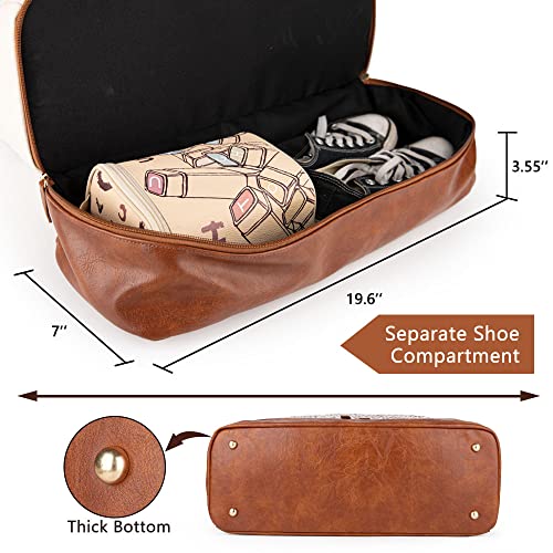 MyMealivos Canvas Weekender Bag Travel Duffel Shoe Compartment Overnight - color: Ivory