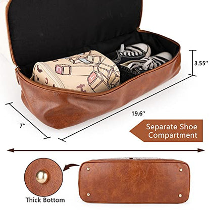 MyMealivos Canvas Weekender Bag Travel Duffel Shoe Compartment Overnight - color: Ivory