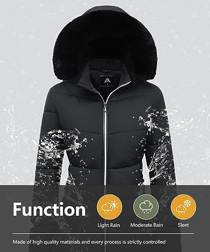 Women's Long Warm Winter Puffer Jacket Lightweight Fashions Down Coats - color: Black, size: X-Large