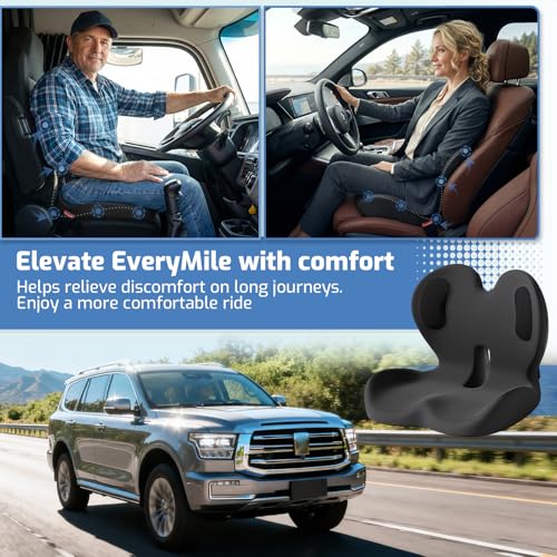 Seat Cushion,Memory Foam Chair Cushion for Office and Car - color: Black