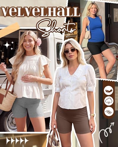 4 Pack Maternity Shorts - color: Brown, Beige, Light Gray, Black, size: XX-Large
