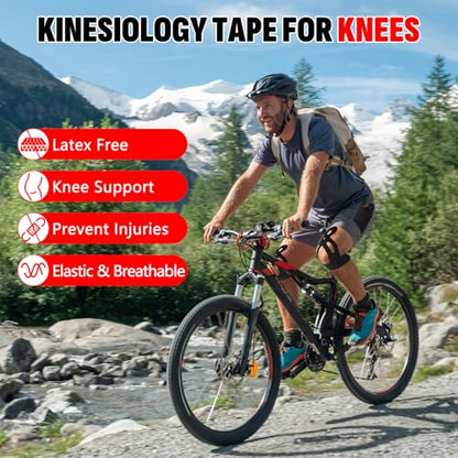 16 Pcs Black Kinesiology Tape for Knees, Knee Support Tape - color: Black