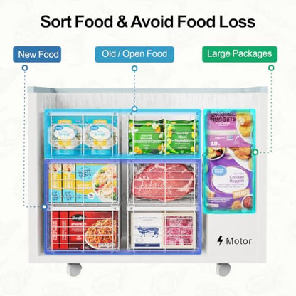 iSPECLE Freezer Organizer Bins - Wire Baskets for Frozen Food, 3 Pack White - color: Large White-3 Pcs
