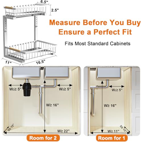 REALINN Under Sink Organizer, White 2 Pack Height Adjustable - color: White, size: 2 Pack