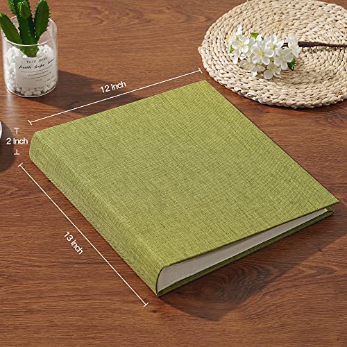 Pssoss Large Linen DIY Scrapbook Album with Writing Space, 100 Pages, Green - color: Green