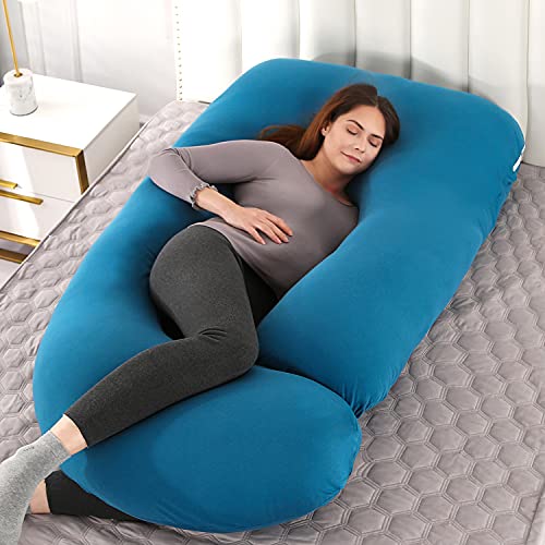 Elover U Shaped Pregnancy Pillow,Full Body Maternity Support - color: Jersey -Royal Blue