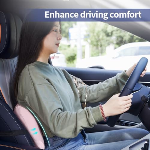 Cooling Lumbar Support Pillow for Office Chair,Memory Foam Car Back Cushion - color: Pink Cooling