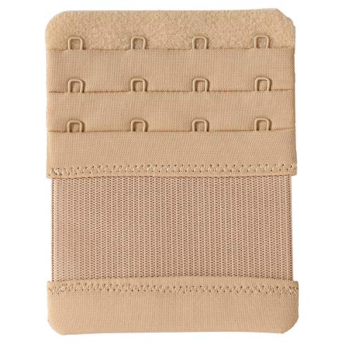 Bra Extenders 4 Hook Elastic Stretchy Bra Extensions Strap Comfortable 3pcs-Pack - color: Black, Beige, White, 4 Hook 3/4 Inch