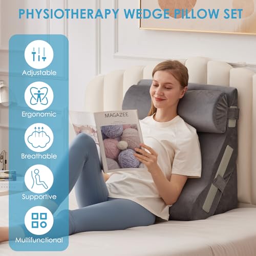 MEGCXIT Wedge Pillow Set for After Surgery, Bed Wedge, 3PCS, Grey - color: Grey, size: 3pcs
