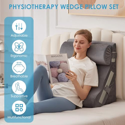 MEGCXIT Wedge Pillow Set for After Surgery, Bed Wedge, 3PCS, Grey - color: Grey, size: 3pcs