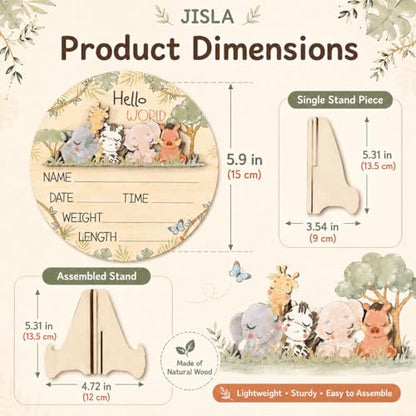 Wooden Hello World Newborn Sign Woodland nursery decor
