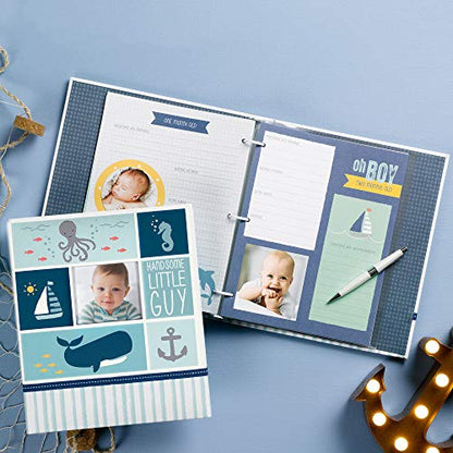 Carter's B0-14074 Blue Nautical First 5 Years Loose Leaf Baby Memory Book for Boys, 64 Pages