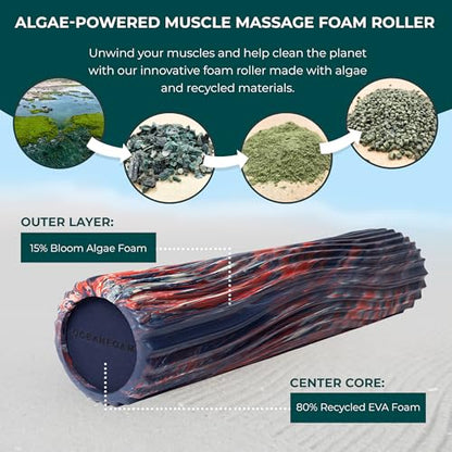 Oceanfoam Soft Tidal Roller - Soft Density Foam (Dark Navy, Red & Natural) - color: Dark Navy, Red & Natural Marbled