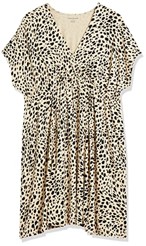 Amazon Essentials Women's V Neck Elastic Waist Surplice Dress (Available in Plus Size) - color: Tan Animal Print, size: X-Large