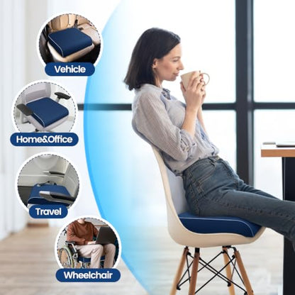 SweetSlubr Seat Cushion, Chair Pad, Memory Foam Tailbone Pain Relief - color: Darkblue, size: 2X-Large