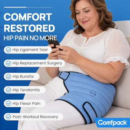 Comfpack Hip Ice Pack Wrap After Surgery,2 Hours Long Lasting Cold Therapy - size: Large