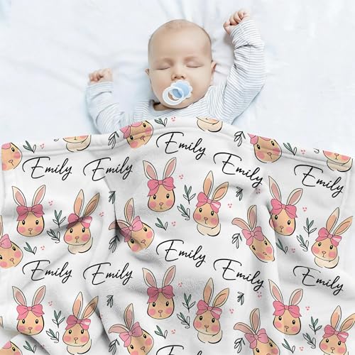 Personalized Blanket with Name, Custom Bunny Blanket for Baby - color: S6