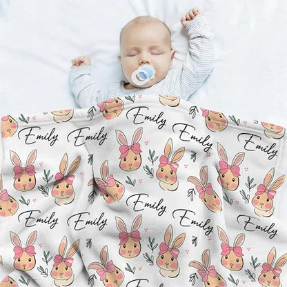 Personalized Blanket with Name, Custom Bunny Blanket for Baby - color: S6