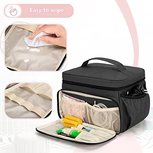 LUXJA Breast Pump Bag Compatible with Spectra S1 and S2, Black - color: Black