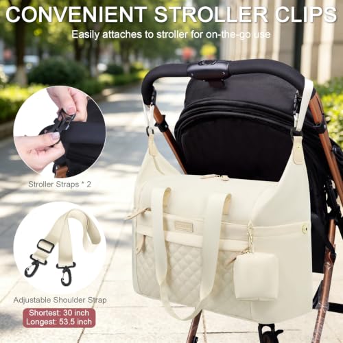 Pritent Diaper Bag Tote Waterproof Maternity Baby Bags with Pacifier Case - color: White, size: Medium