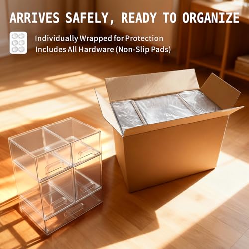 Baby Bottle Organizer, 3 Drawers Stackable Acrylic Storage - size: 3-Piece (2M+1L)