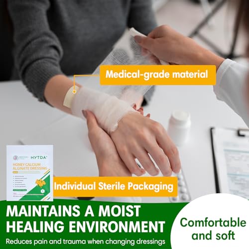 Manuka Honey Calcium Alginate Wound Dressing, 3"×3", 12 Individual Pack - size: 3×3 Inch
