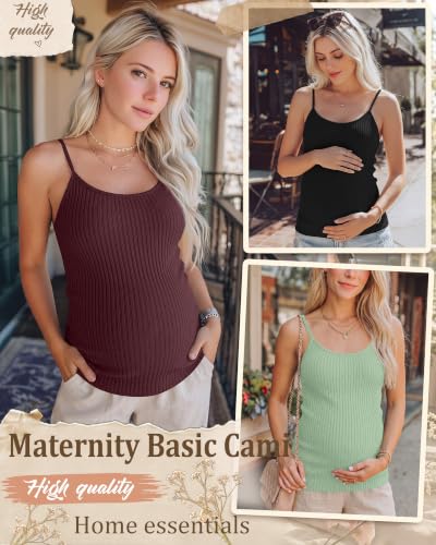 3 Pack Womens Maternity Tank Camisole - color: Light Green, Wine Red, Black, size: Small