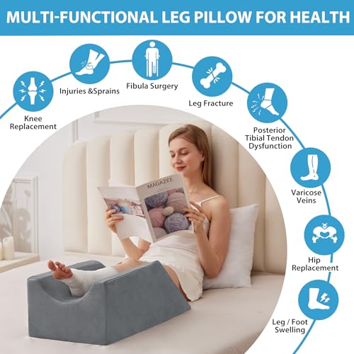 MEGCXIT Leg Elevation Pillow for After Surgery, Wedge Pillow, Grey - color: Grey, size: Single Leg
