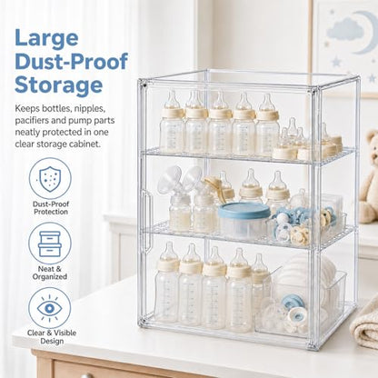 YESGIRL Clear Acrylic Baby Bottle Storage Organizer for Countertop Cabinet