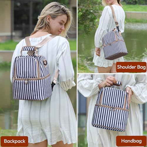 NCVI Breast Pump Backpack, Double Layer Removable, for Spectra/Medela - color: Stripe